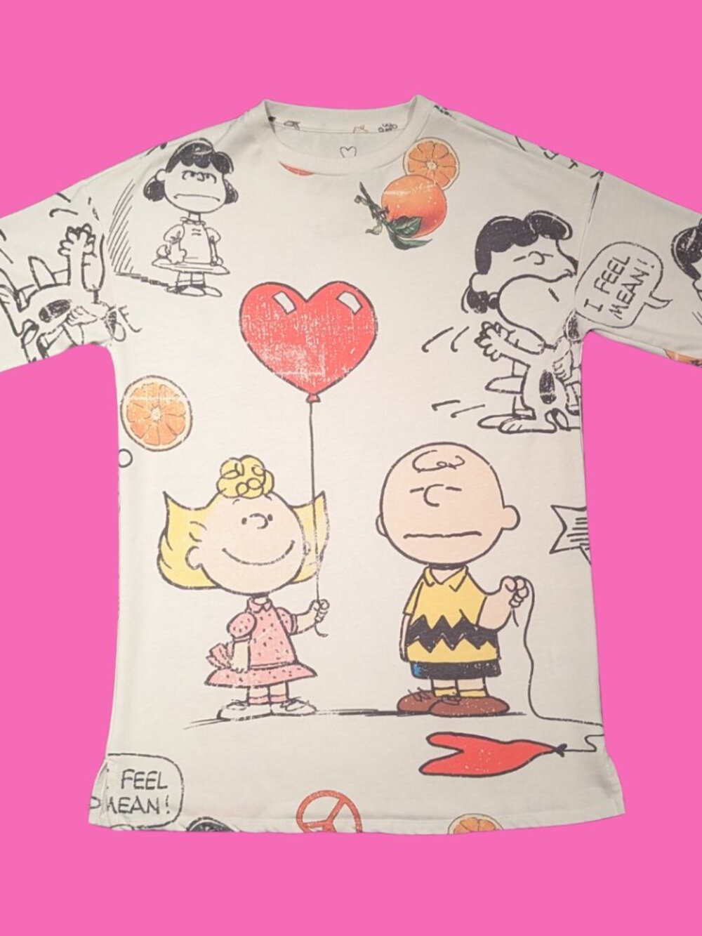 Peanuts + Frogbox, Charlie Brown Long T-Shirt or Short Dress Size L